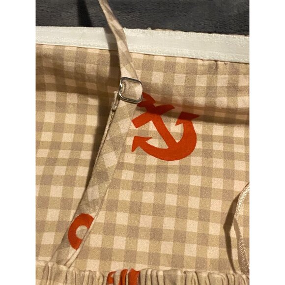 Anthropologie L Gingham Anchor Print Crop Top With Adjustable Straps & Smocked B - Picture 7 of 14